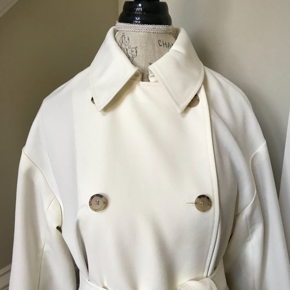 NWT JCREW Wool Trench Coat Womens 4 Cream Ivory Double Breasted CN067 Lined *** - Picture 6 of 13